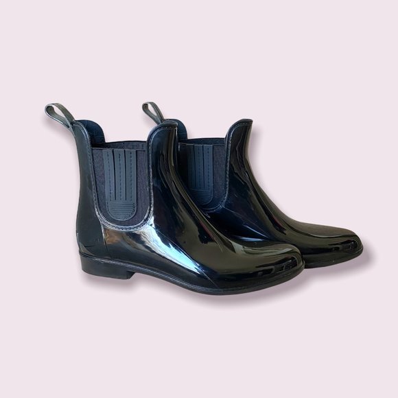 London Fog Shoes - London Fog Chelsea black glossy rainboots